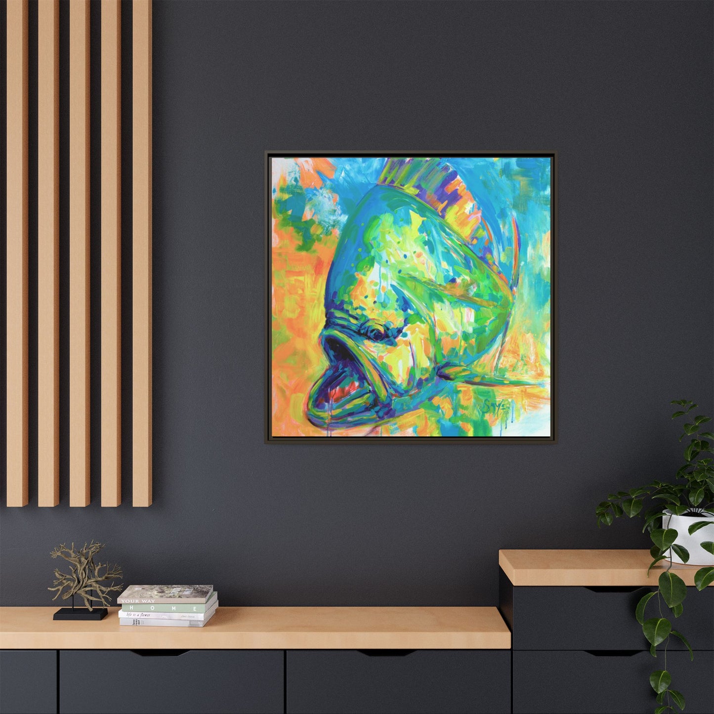 Expressionist Mahi Framed Canvas Print