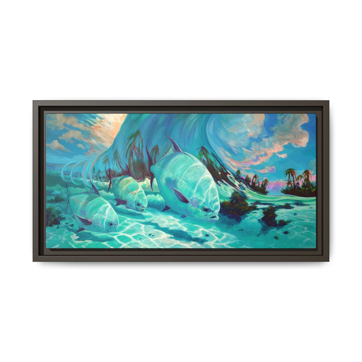 Under The Waves - Permit Framed Canvas Art - Love My Oceans Canvas