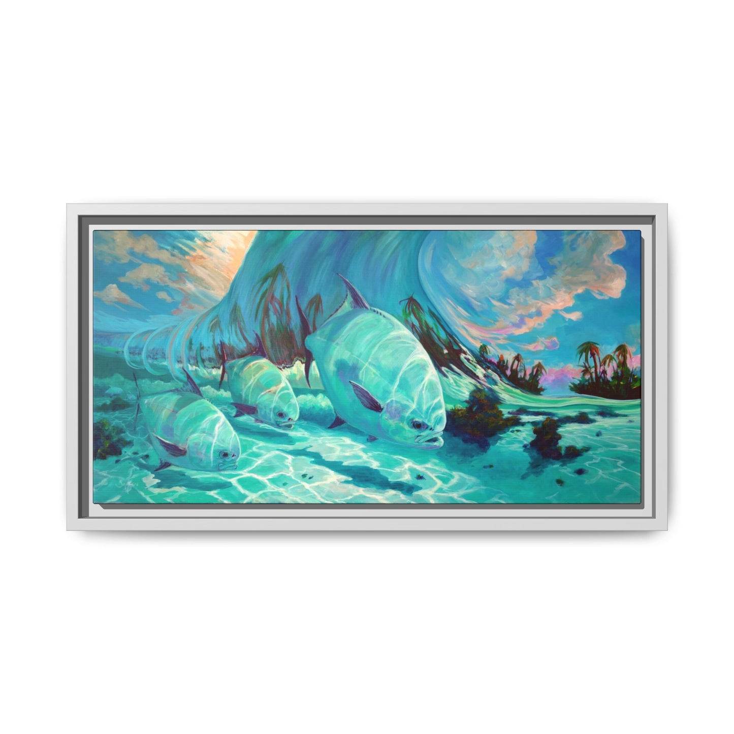 Under The Waves - Permit Framed Canvas Art - Love My Oceans Canvas
