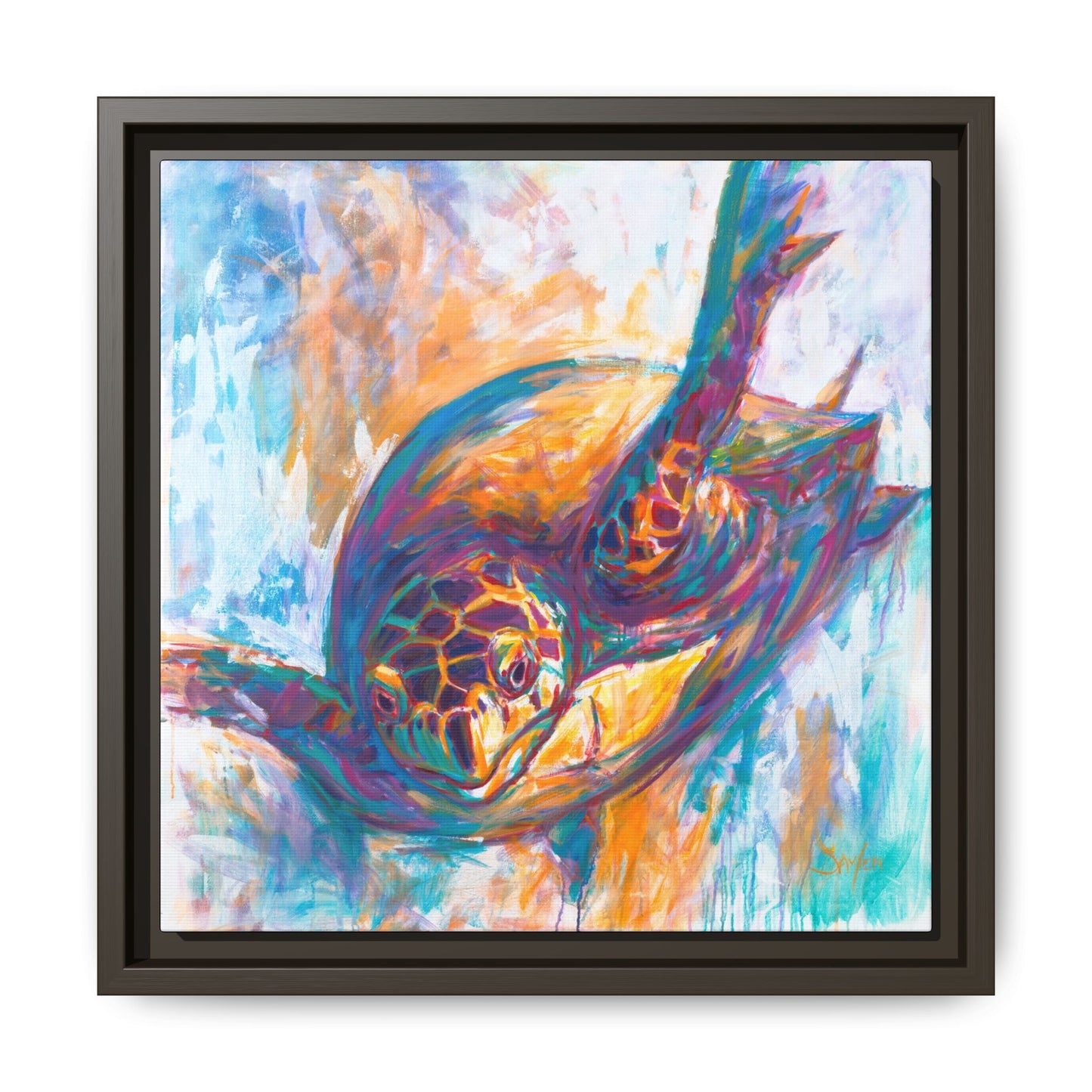"Expressionist Hawksbill" Sea Turtle Art Print - Love My Oceans Canvas