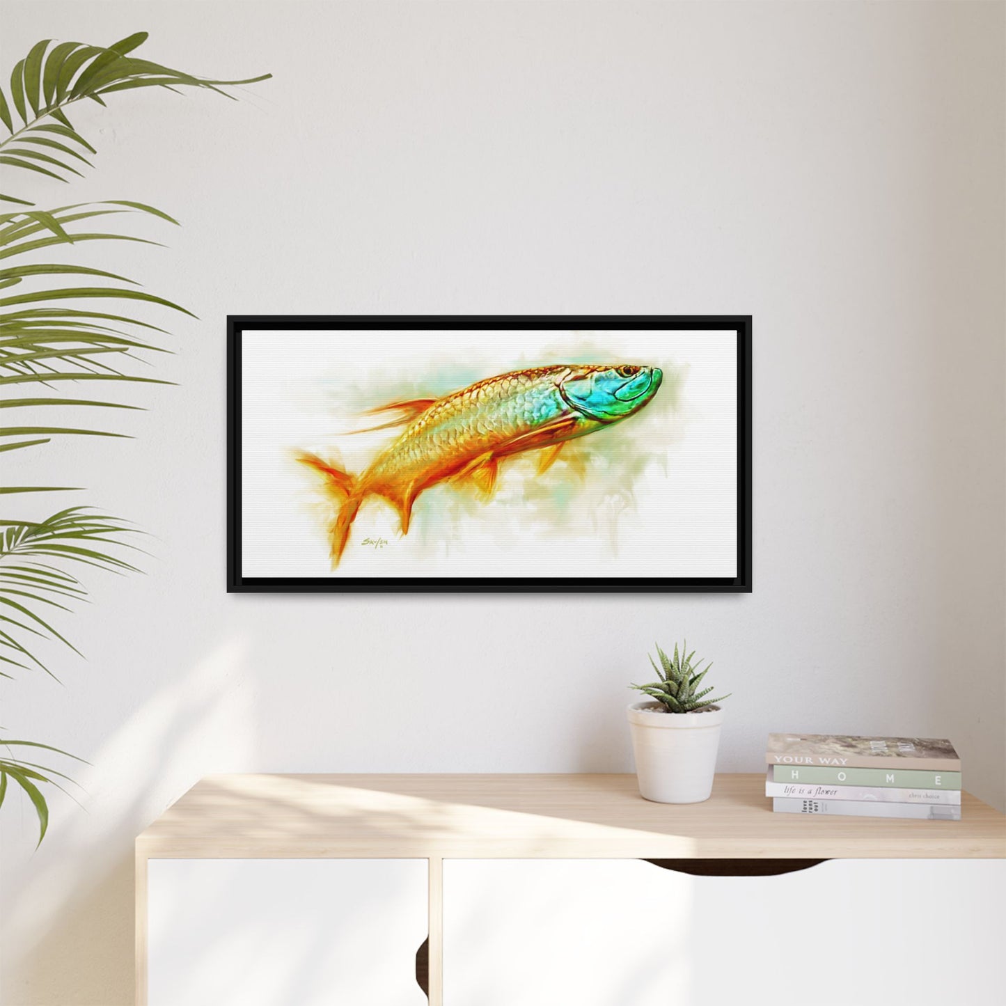 Hunting Tarpon Framed Canvas Art - Love My Oceans Canvas