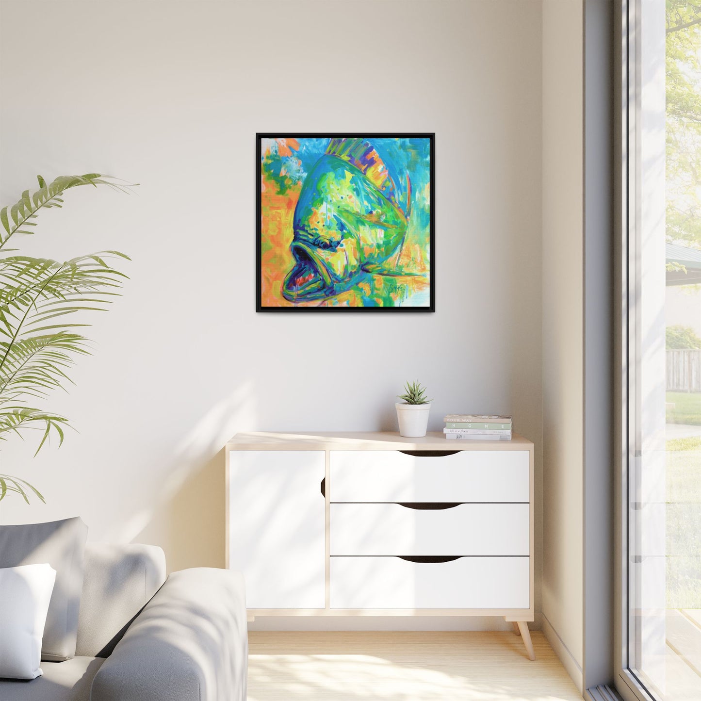 Expressionist Mahi Framed Canvas Print