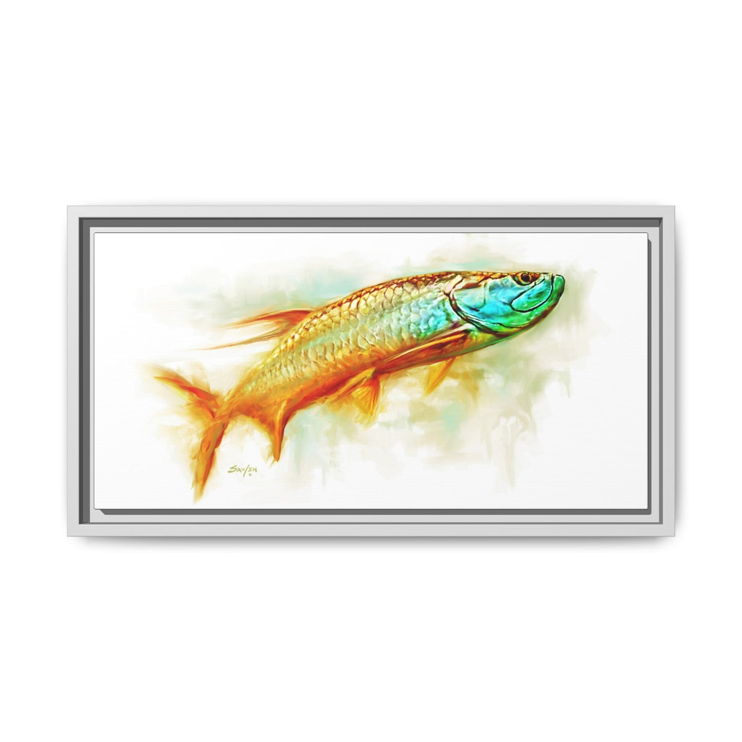 Hunting Tarpon Framed Canvas Art - Love My Oceans Canvas
