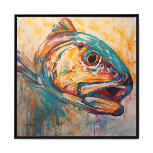 Expressionist Redfish framed canvas art print by Mike Savlen