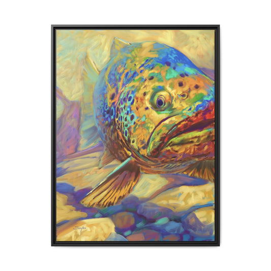 Walter's Pool brown trout framed canvas art print by Mike Savlen