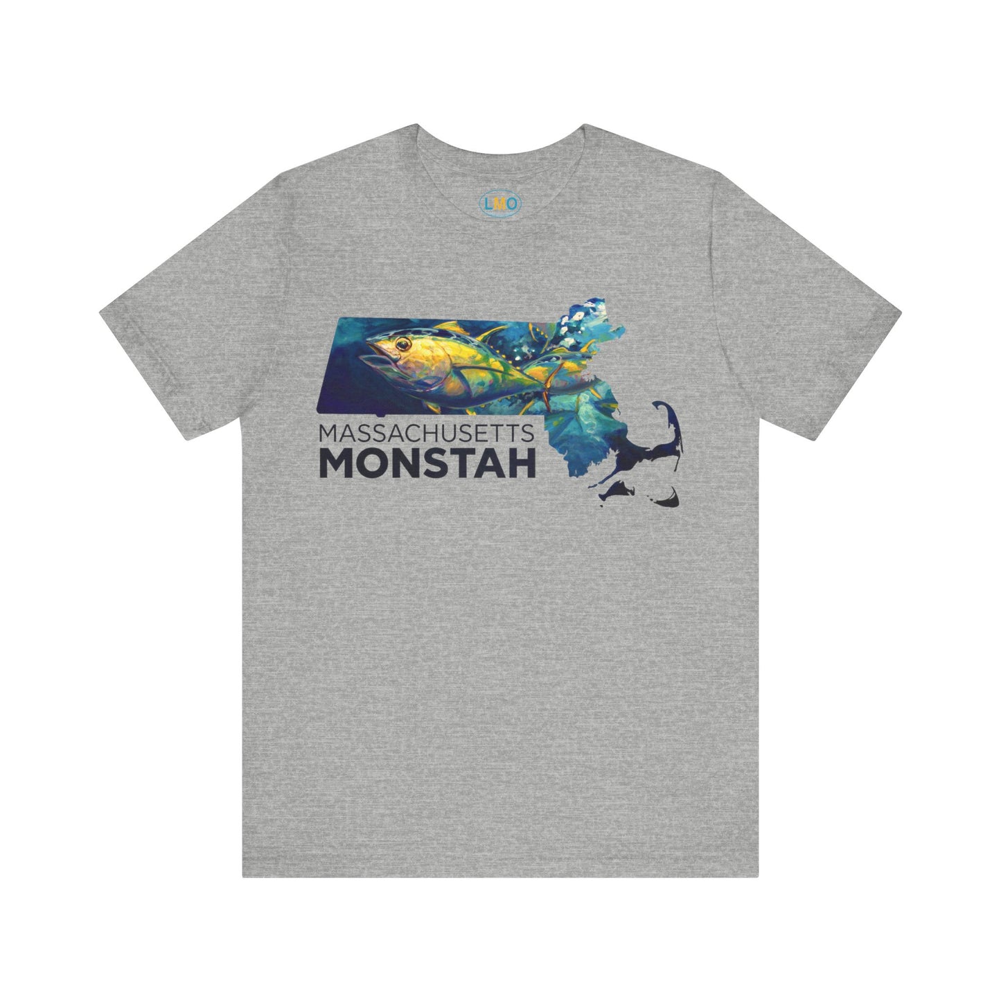Massachusetts Monstah Tee, Fun Gift for Fishermen, Casual Wear, Summer Shirt, State Pride Apparel, Unique Gift Idea