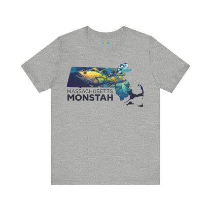 Massachusetts Monstah Tee, Fun Gift for Fishermen, Casual Wear, Summer Shirt, State Pride Apparel, Unique Gift Idea