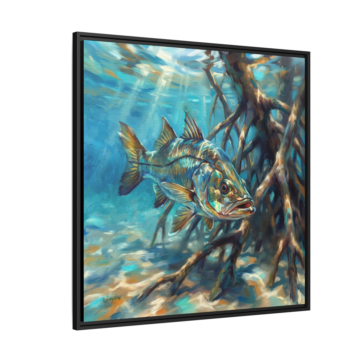 In the Shadows | Snook Framed Canvas Art by Mike Savlen