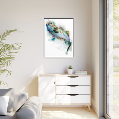 Striper Rise — Striped Bass Framed Art Print by Mike Savlen