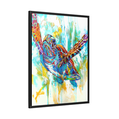 Freedom - Expressionist Hawksbill Sea Turtle - Colorful Framed Art Print by Mike Savlen