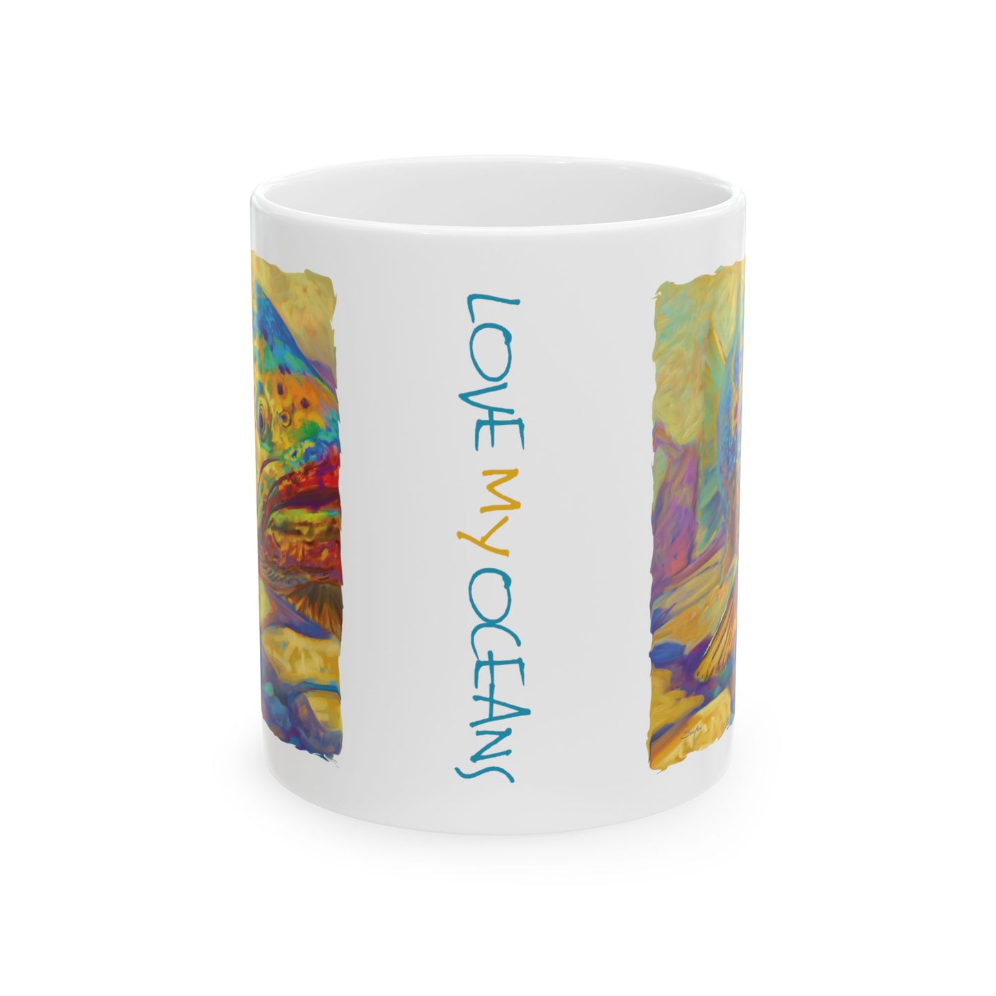 Brown Trout Coffee Mug | fly fishing art Mug | fishing art | trout Mug - Love My Oceans Mug