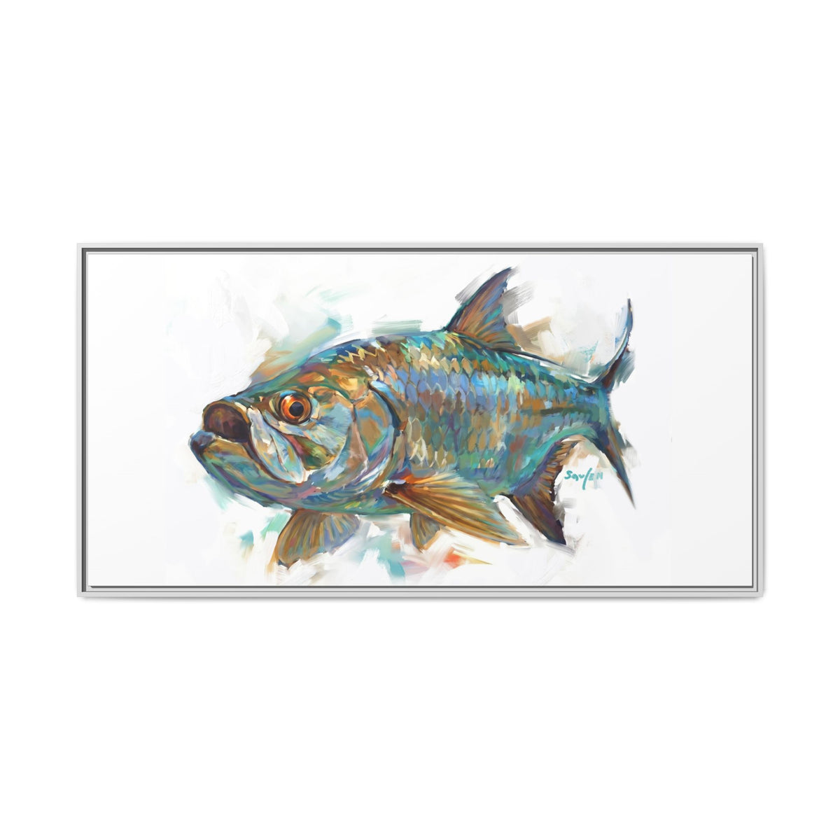 Back Bay Tarpon - Framed Canvas Art by Mike Savlen