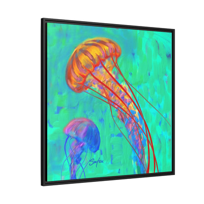 Jellyfish Framed Canvas Art Print by Mike Savlen