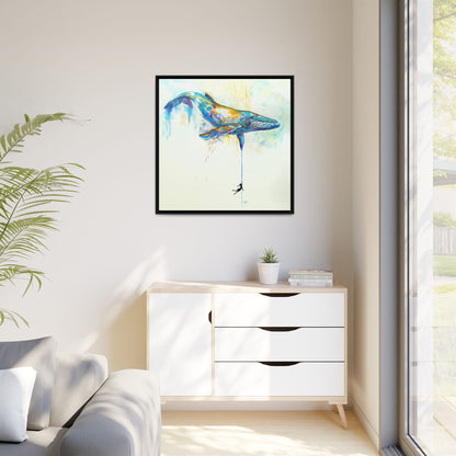 By a Thread - Colorful Humpback Whale Framed Art Print by Mike Savlen