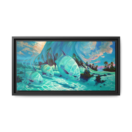 Under The Waves - Permit Framed Canvas Art - Love My Oceans Canvas