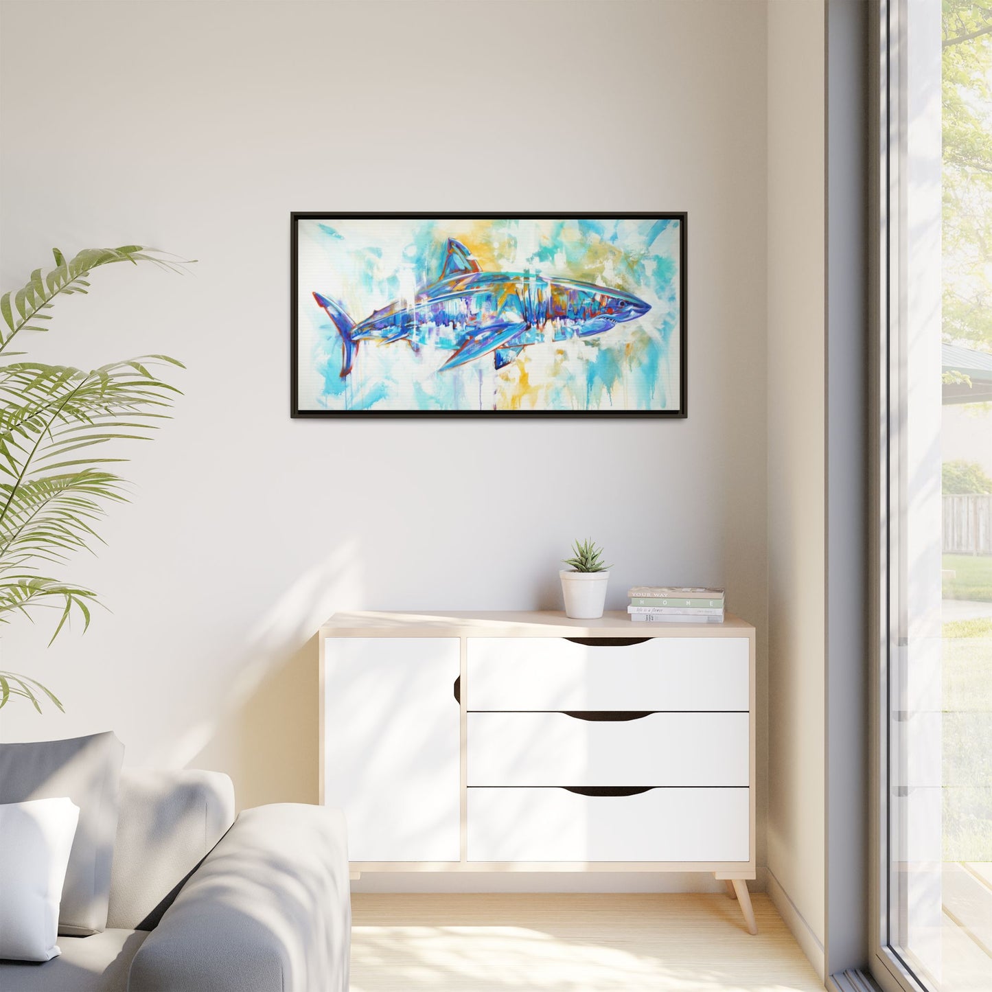 Battle Hardened — Expressionist Great White Shark Art Print by Mike Savlen