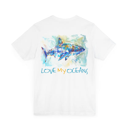 Great White Shark art tee | ocean art | beach shirt | surfing tee - Love My Oceans T-Shirt