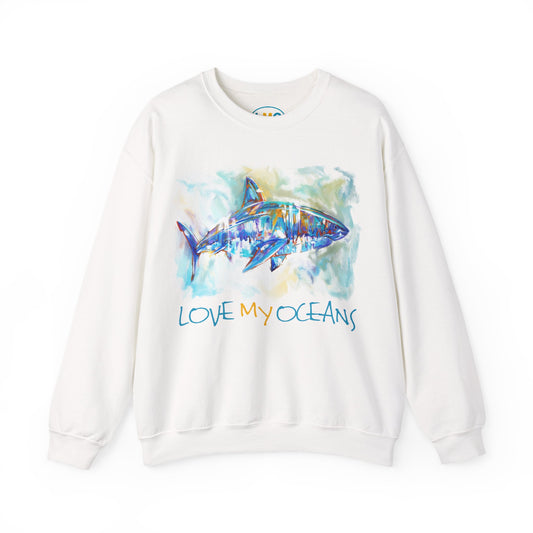 Great White Shark - Love My Oceans - Crewneck Sweatshirt - Love My Oceans Sweatshirt