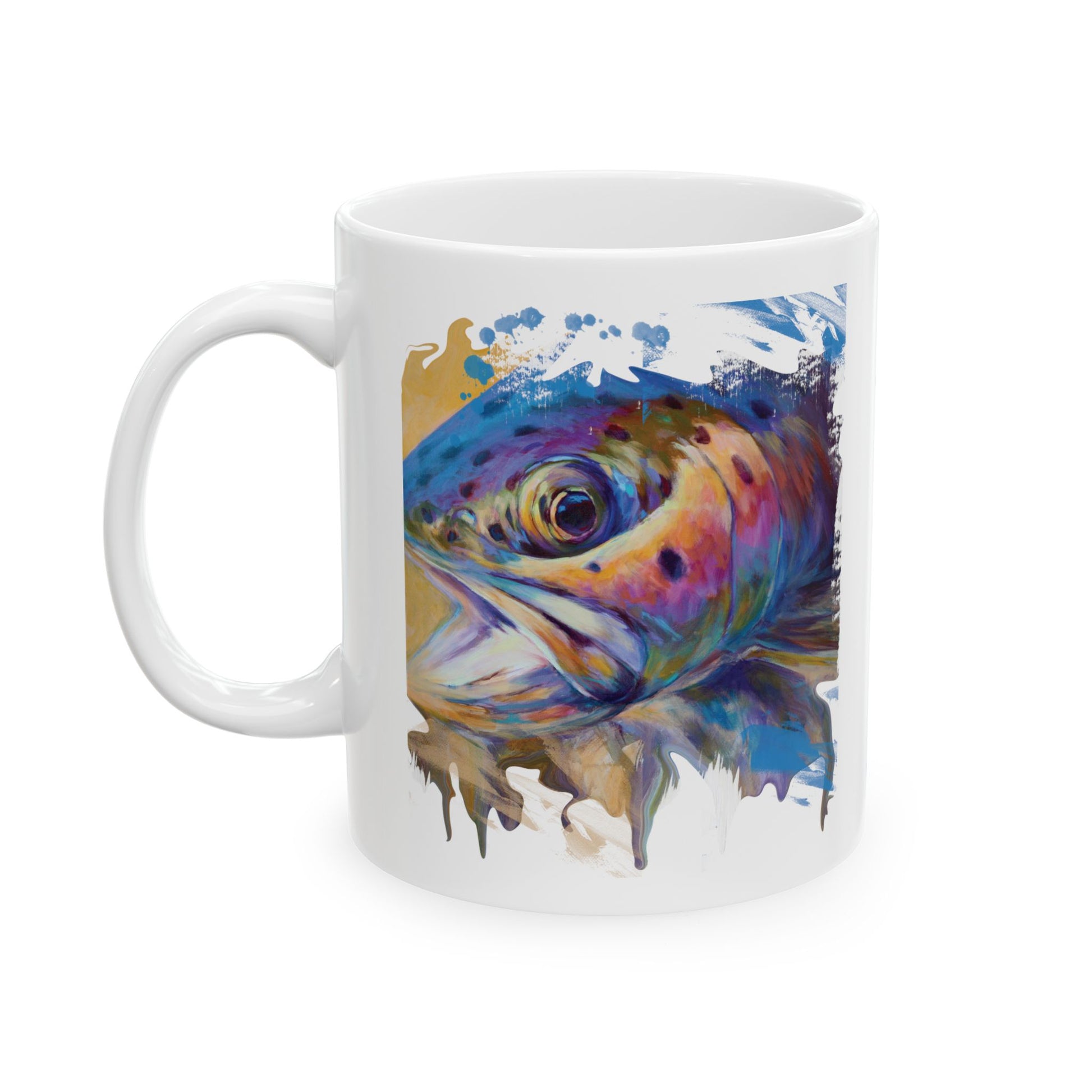 Rainbow Trout art Coffee Mug | fly fishing art Mug | fishing art | trout Mug - Love My Oceans Mug