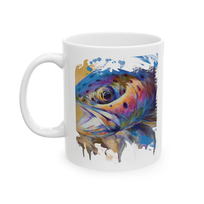 Rainbow Trout art Coffee Mug | fly fishing art Mug | fishing art | trout Mug - Love My Oceans Mug