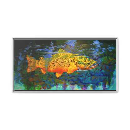 Looking Glass Brown Trout — Framed Canvas Art by Mike Savlen