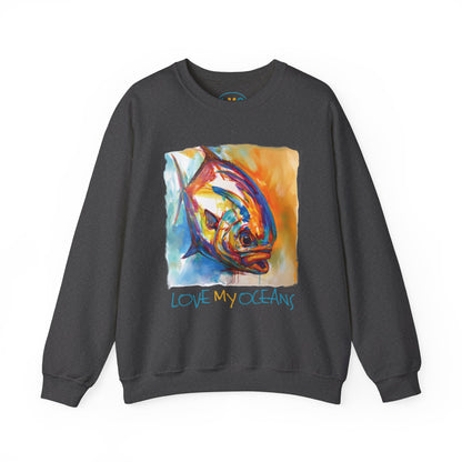 Fire Permit - Abstract Permit - Crewneck Sweatshirt - Flats Fishing - Love My Oceans Sweatshirt