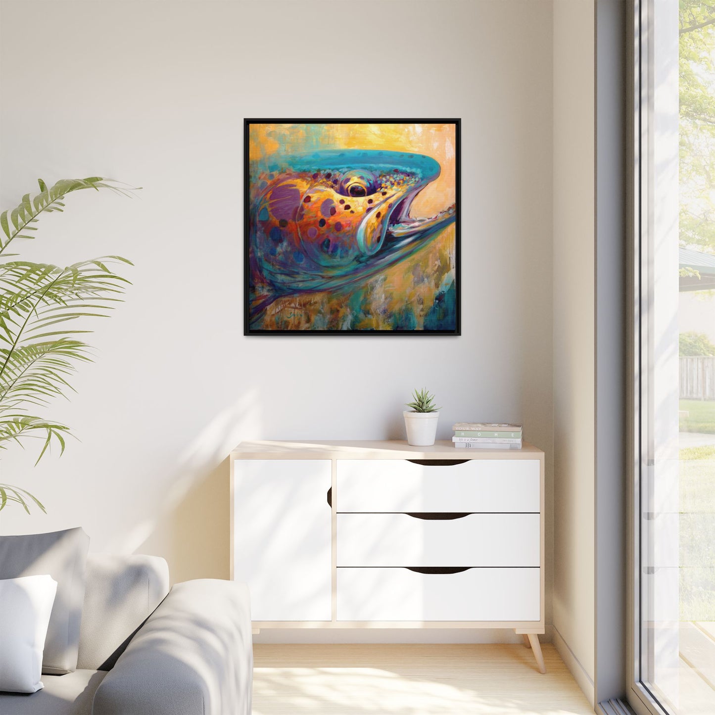 Fire From Water — Apache Rainbow Trout Framed Canvas Art by Mike Savlen