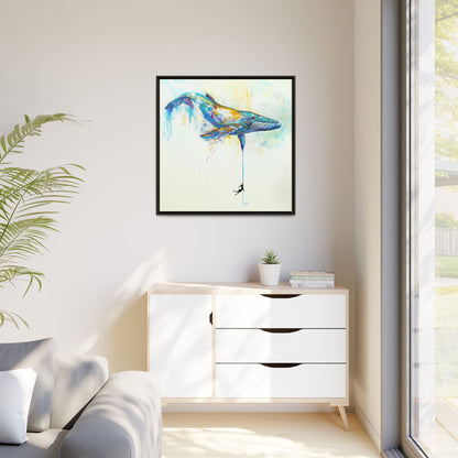 By a Thread - Colorful Humpback Whale Framed Art Print by Mike Savlen