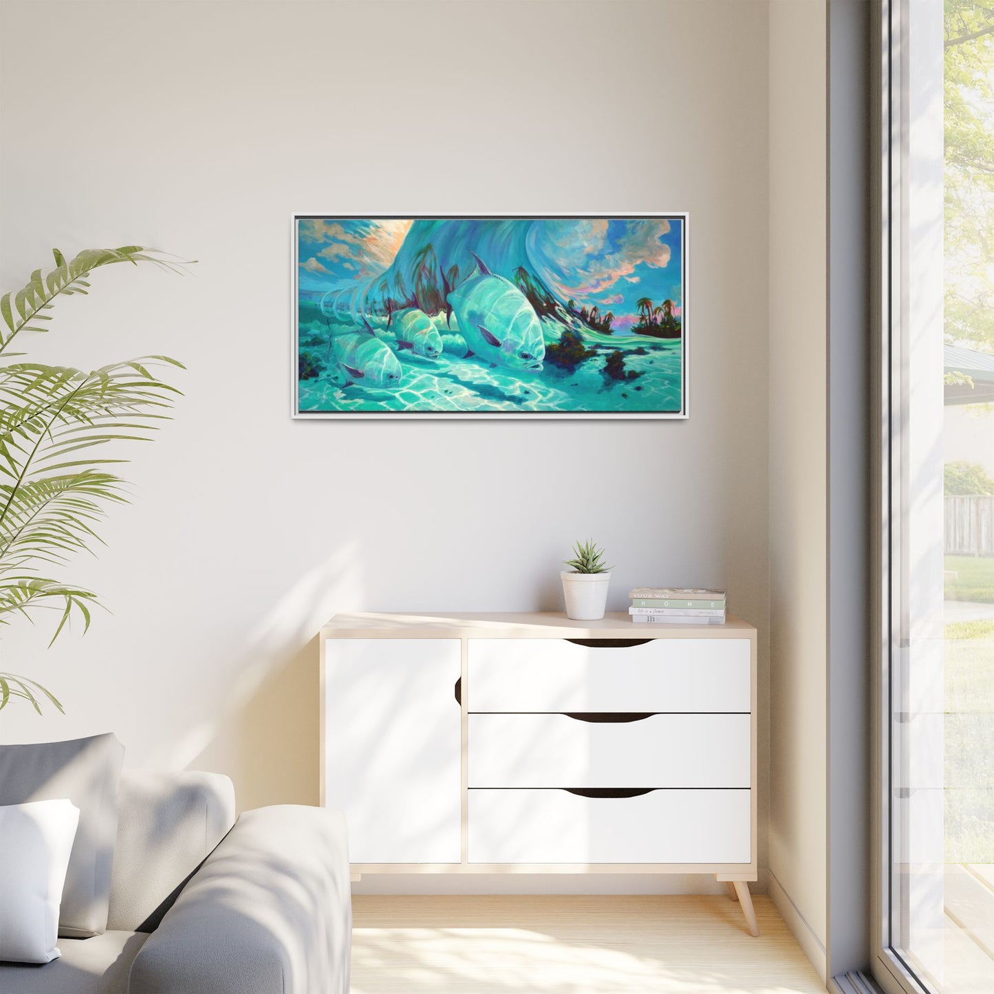 Under The Waves - Permit Framed Canvas Art by Mike Savlen