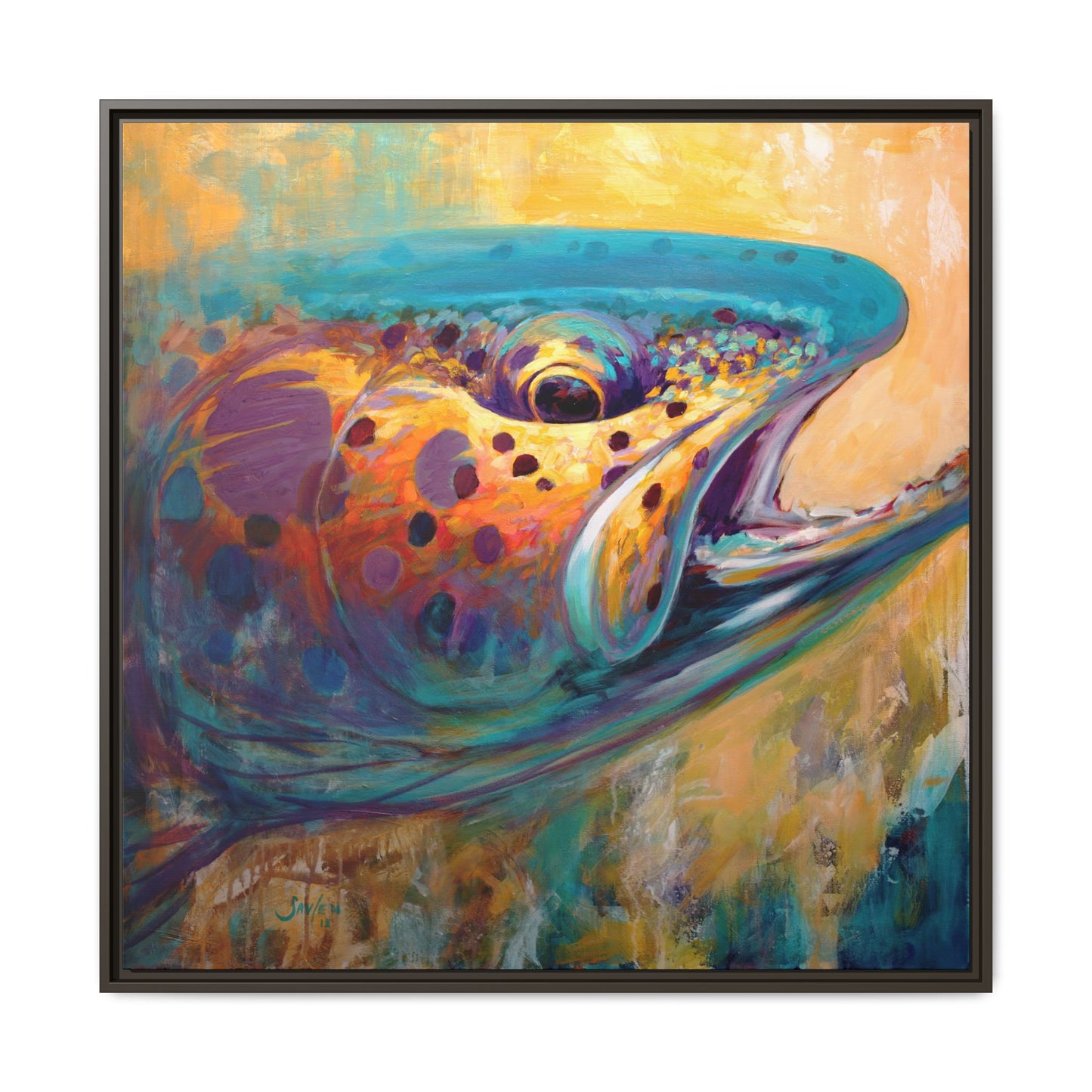 Fire From Water — Apache Rainbow Trout Framed Canvas Art by Mike Savlen