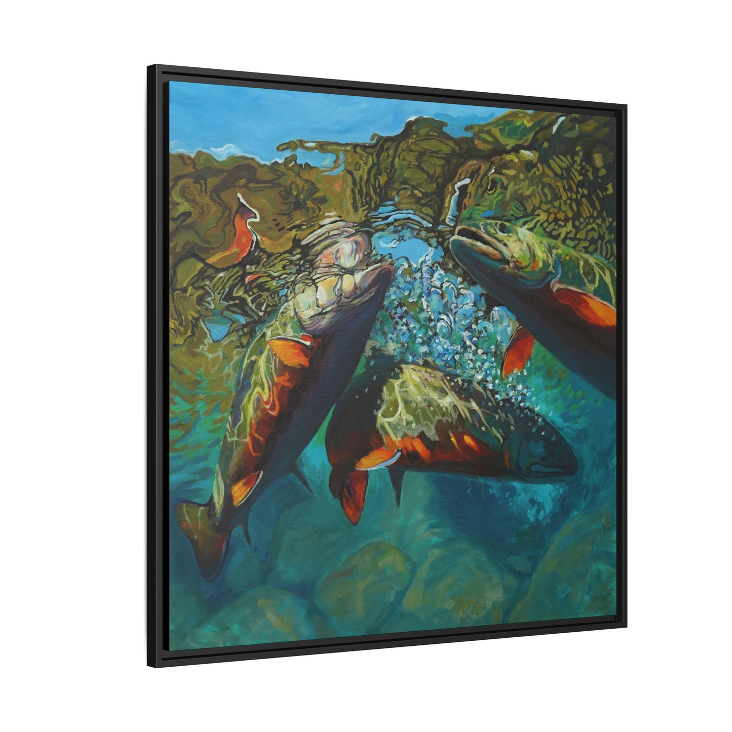 Brook Trout Melee - Framed Wall Art By Mike Savlen