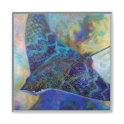 Eagle Ray — Expressionist Ocean Wildlife Framed Canvas Art by Mike Savlen