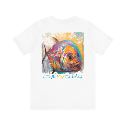 Contemporary Permit art tee | Flyfishing art | Fishing shirt - Love My Oceans T-Shirt