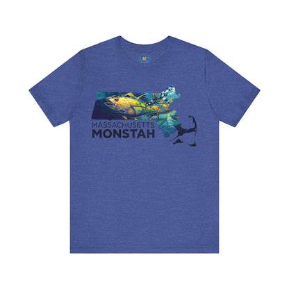 Massachusetts Monstah Tee, Fun Gift for Fishermen, Casual Wear, Summer Shirt, State Pride Apparel, Unique Gift Idea
