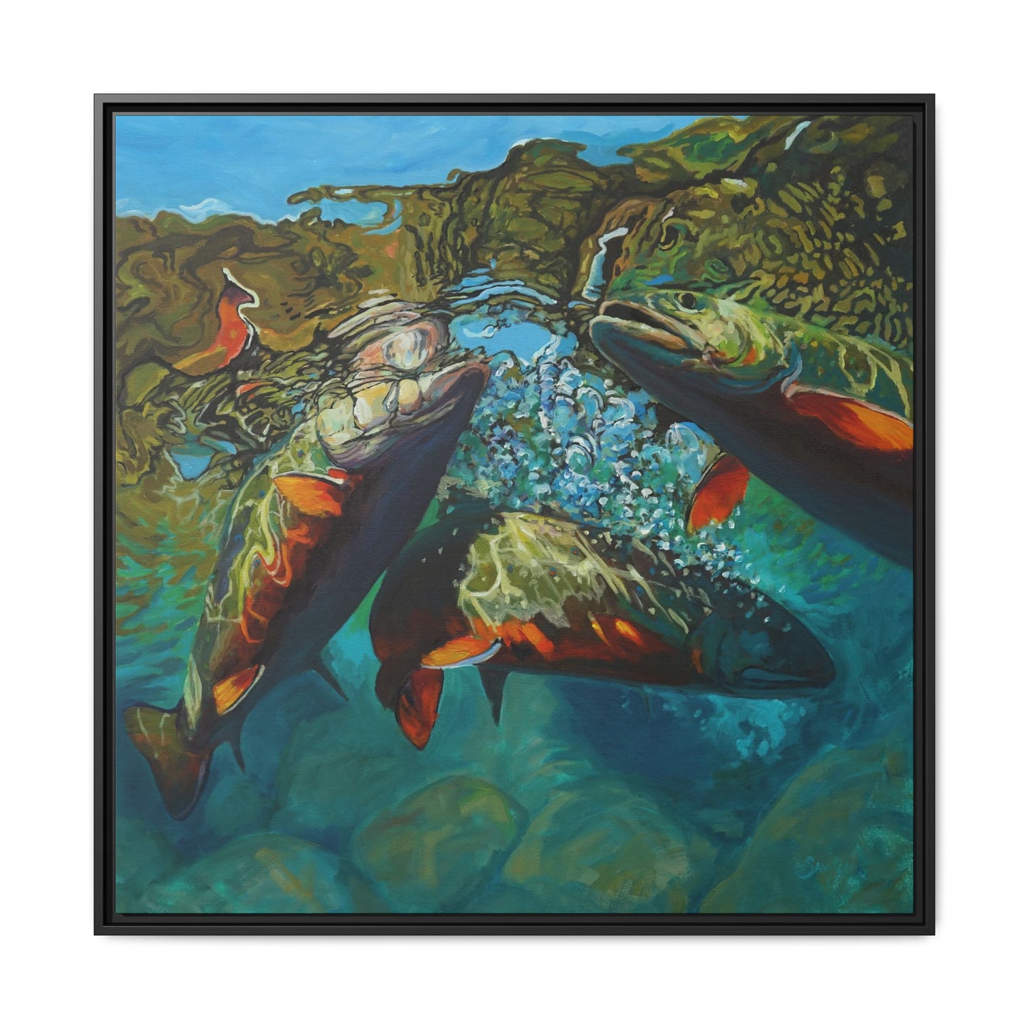 Brook Trout Melee - Framed Wall Art By Mike Savlen