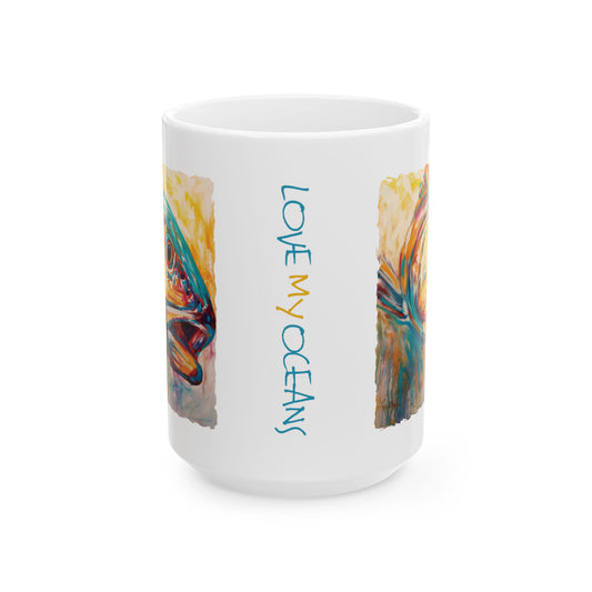 Redfish Red Drum Coffee Mug | fly fishing art Mug | fishing art | coastal art Mug - Love My Oceans Mug