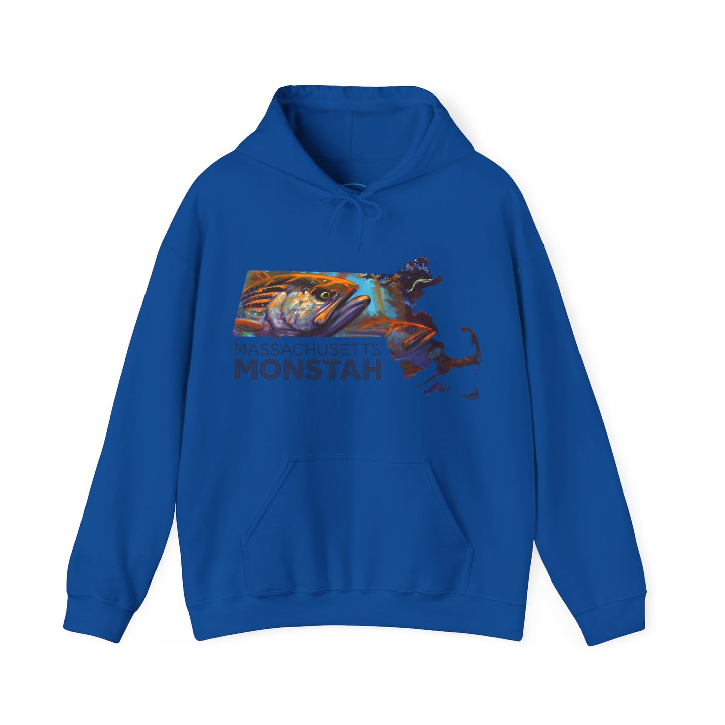 Massachusetts Monstah, Striped Bass, Aggressive Intentions Hooded Sweatshirt - Love My Oceans Hoodie