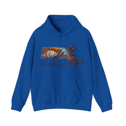 Massachusetts Monstah, Striped Bass, Aggressive Intentions Hooded Sweatshirt - Love My Oceans Hoodie