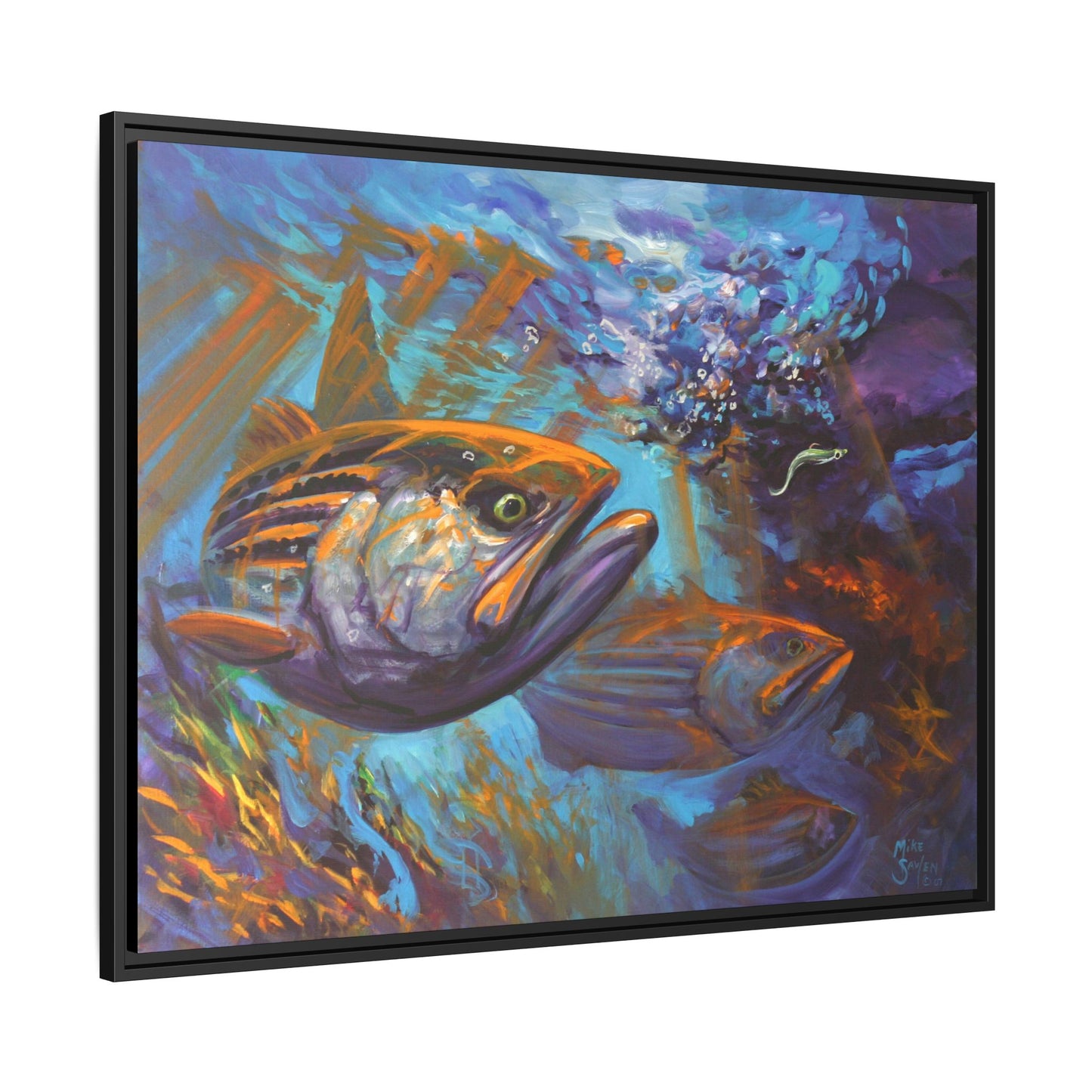 Aggressive Intentions — Contemporary Striped Bass Framed Art Print by Mike Savlen