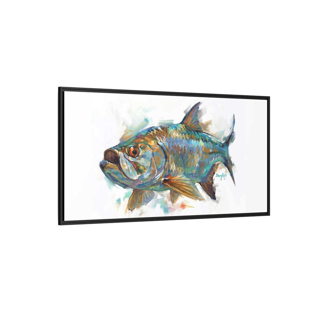Back Bay Tarpon - Framed Canvas Art by Mike Savlen