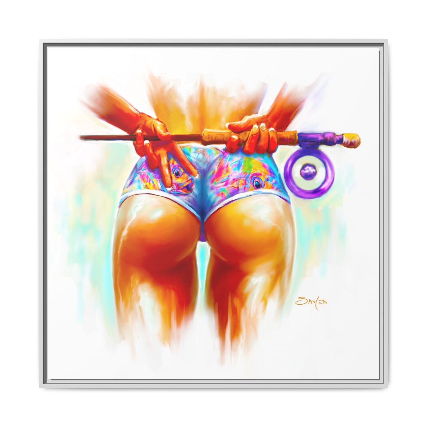 Peace, Love & Fly Fishing — Coastal Pin Up and Permit Framed Art Print by Mike Savlen