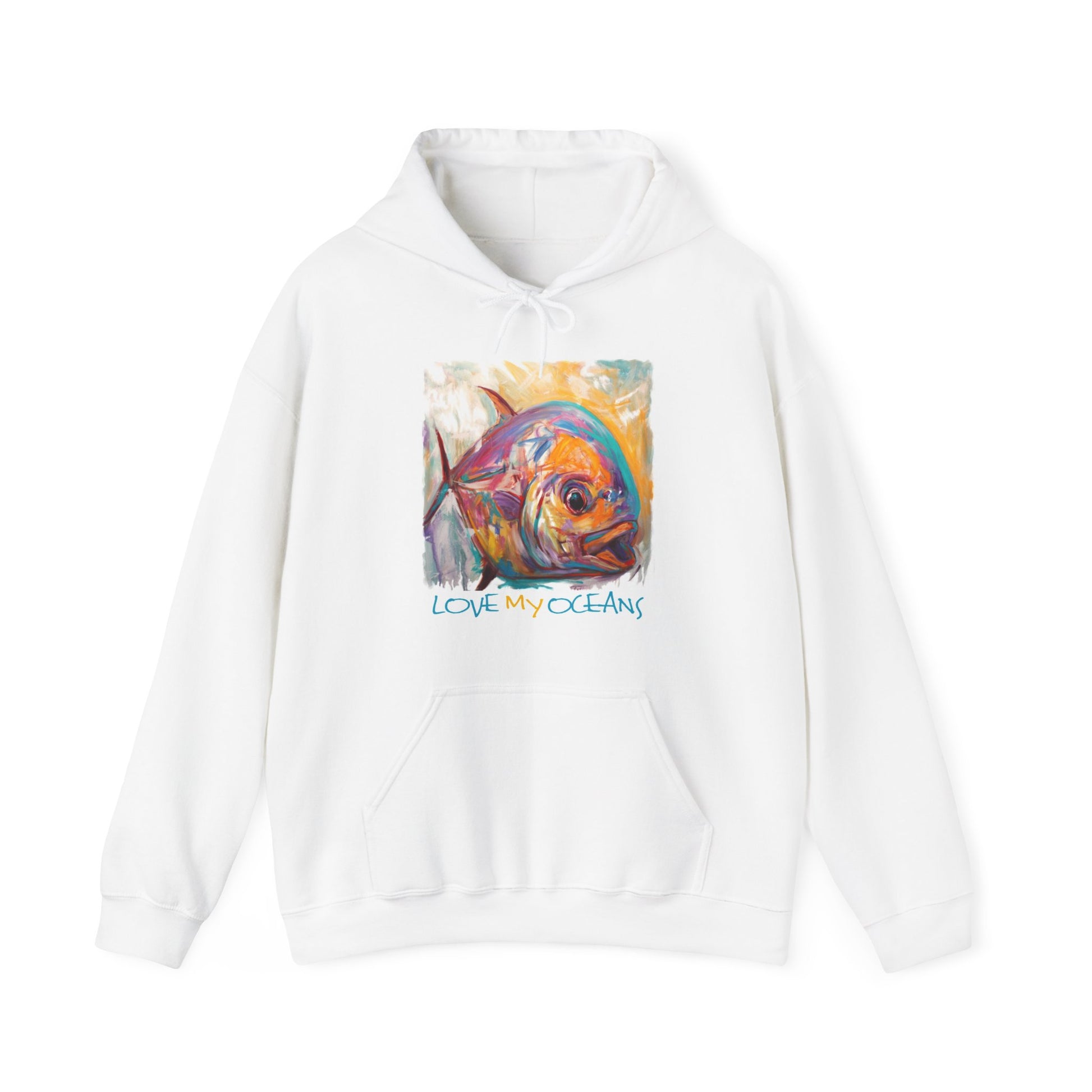 Permit | Hooded Sweatshirt |Fishing Hoodie | Beachwear | Flyfishing art - Love My Oceans Hoodie