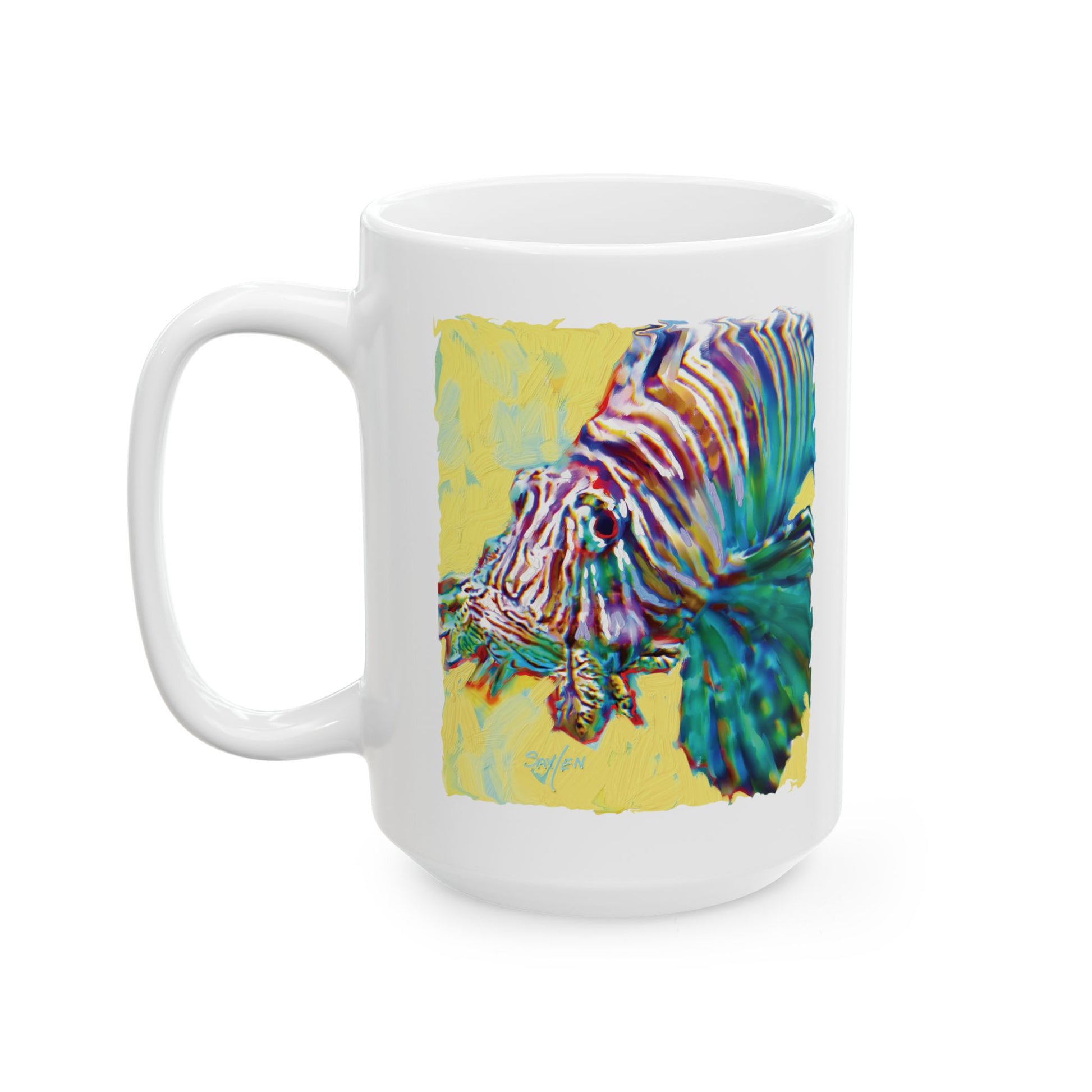 Lion Fish Coffee Mug | ocean art Mug | reef fish art | diving art Mug - Love My Oceans Mug