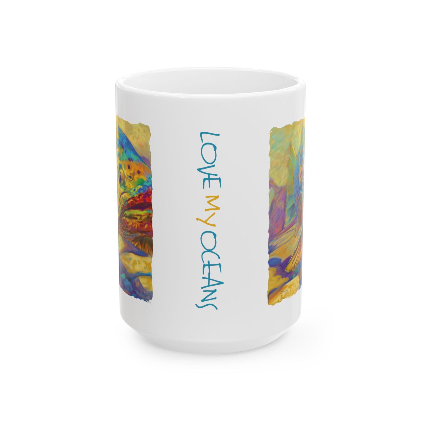 Brown Trout Coffee Mug | fly fishing art Mug | fishing art | trout Mug - Love My Oceans Mug