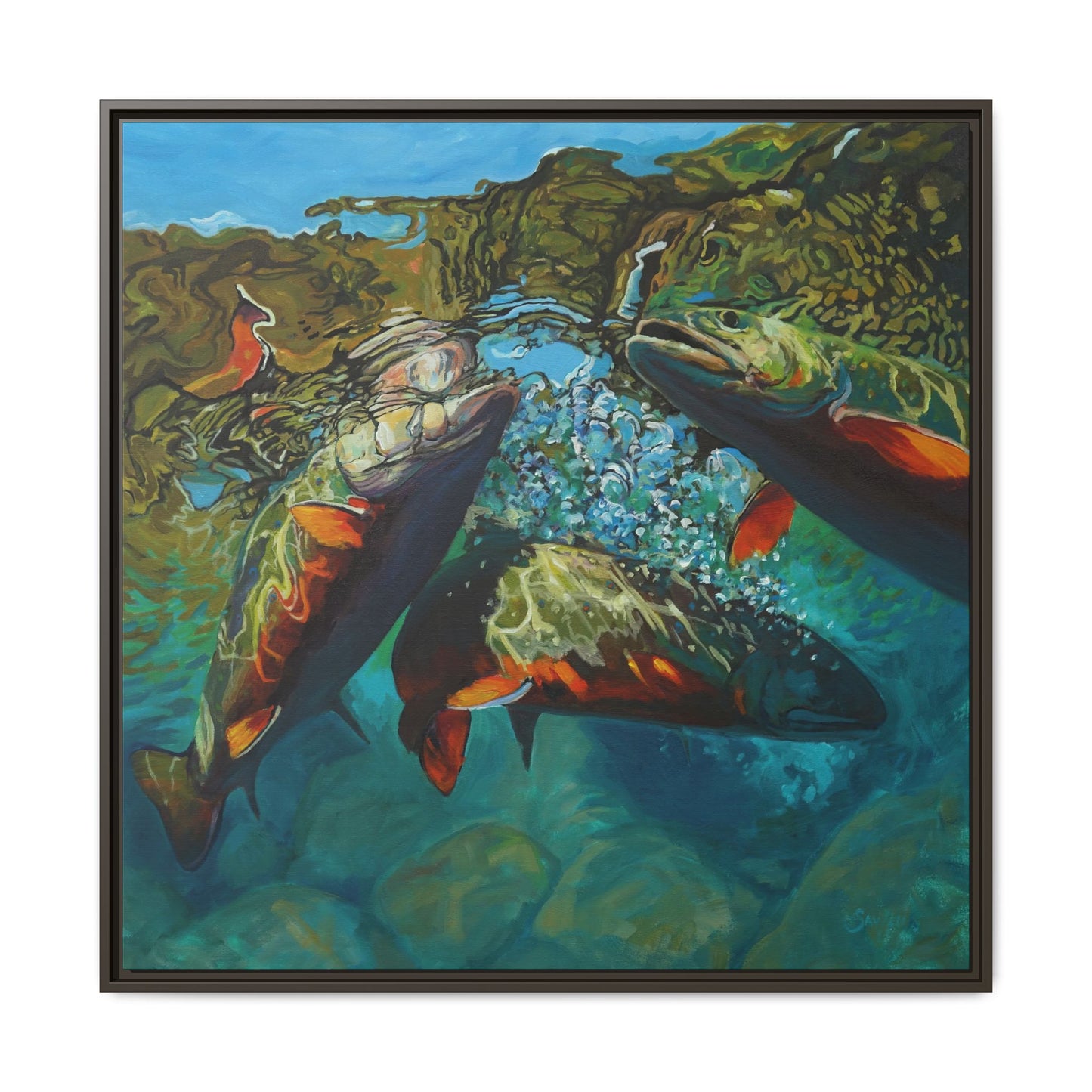 Brook Trout Melee - Framed Wall Art By Mike Savlen