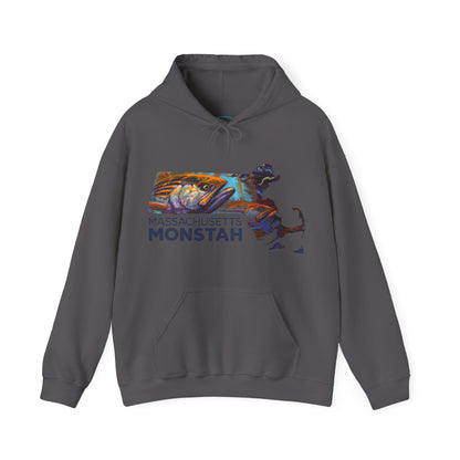 Massachusetts Monstah, Striped Bass, Aggressive Intentions Hooded Sweatshirt - Love My Oceans Hoodie