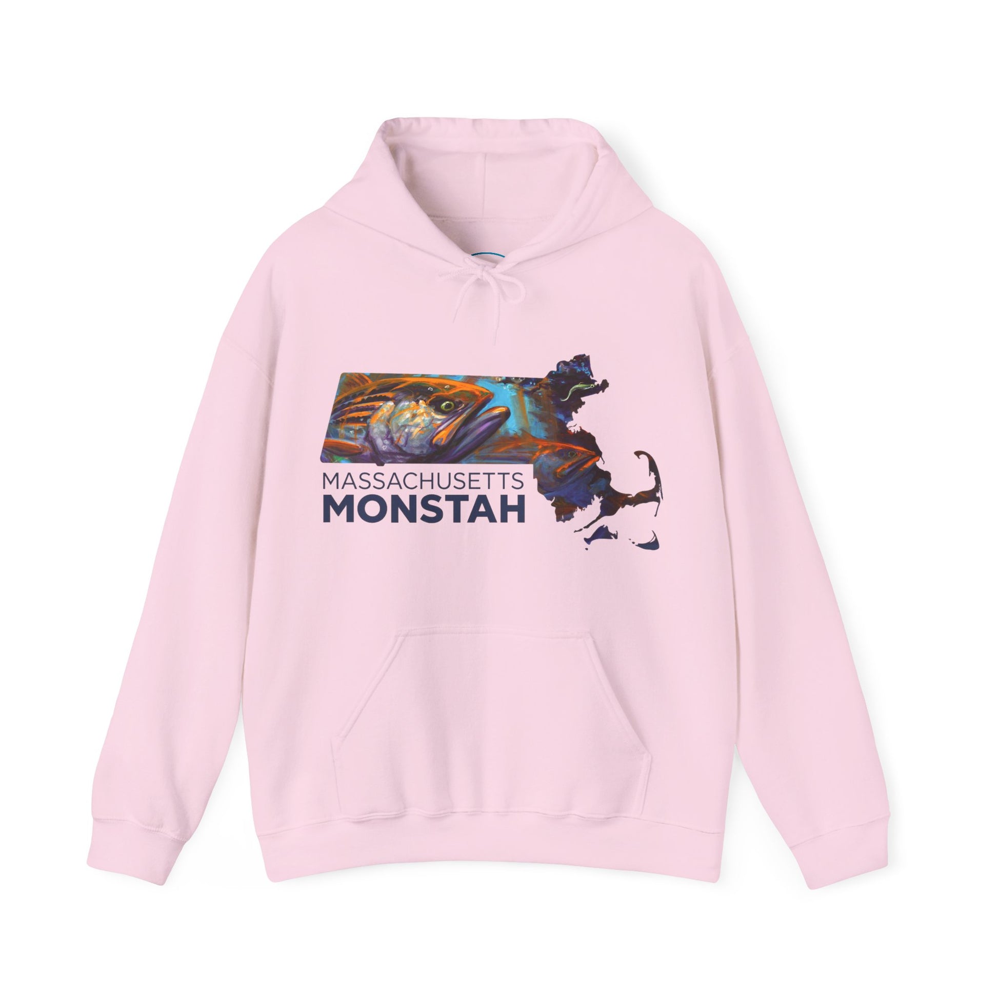 Massachusetts Monstah, Striped Bass, Aggressive Intentions Hooded Sweatshirt - Love My Oceans Hoodie