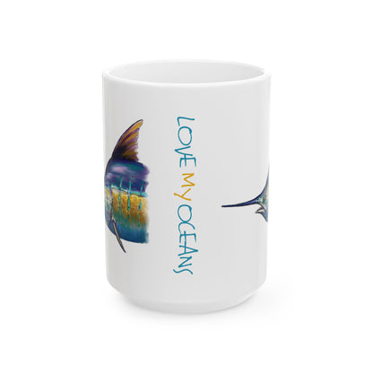 Blue Marlin Coffee Mug | offshore fishing art Mug | fishing art | pelagic art Mug - Love My Oceans Mug