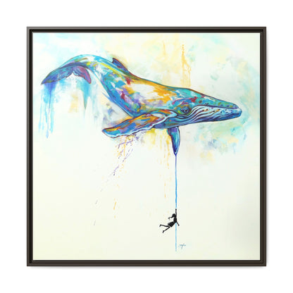 By a Thread - Colorful Humpback Whale Framed Art Print by Mike Savlen