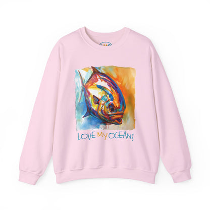 Fire Permit - Abstract Permit - Crewneck Sweatshirt - Flats Fishing - Love My Oceans Sweatshirt